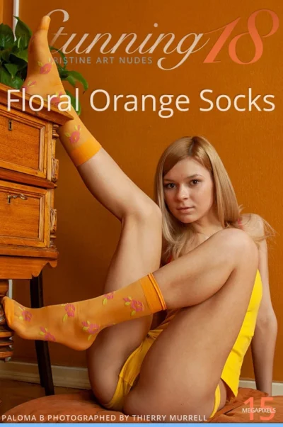 PALOMA B – PALOMA – FLORAL ORANGE SOCKS – by THIERRY MURRELL (100) ST18