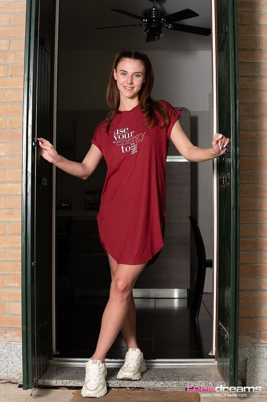 Liana Luck  in maroon thong and tennis shoes (100) TD